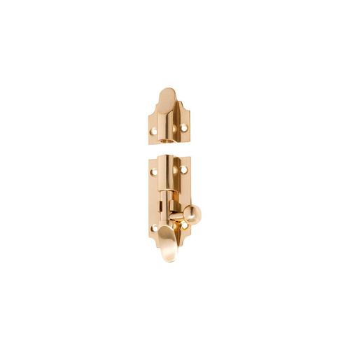 Tradco Victorian Barrel Bolt 75mm x 32mm Polished Brass 1400