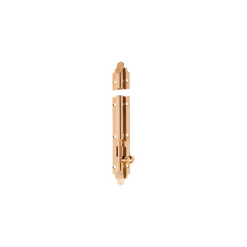 Out of Stock: ETA Early September - Tradco Victorian Barrel Bolt 150mm x 32mm Polished Brass 1402