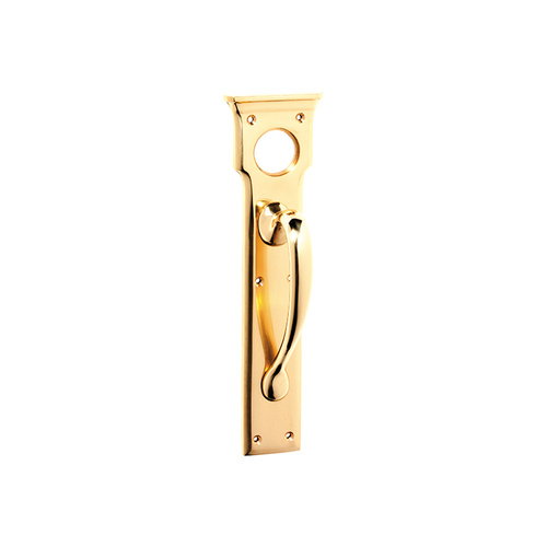 Out of Stock: ETA Early June - Tradco 1467PB Pull Handle Cylinder Hole Polished Brass 255x70mm