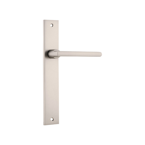 Iver Baltimore Lever Handle on Rectangular Backplate Passage Satin Nickel 14702