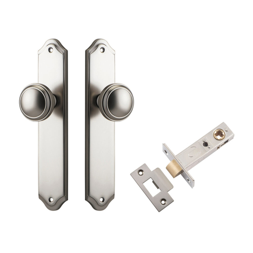 Iver Paddington Door Knob on Shouldered Backplate Passage Kit Satin Nickel 14826KPASS60