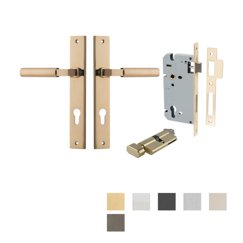 Iver Berlin Door Lever on Rectangular Backplate Entrance Kit Key/Thumb - Available in Various Finishes
