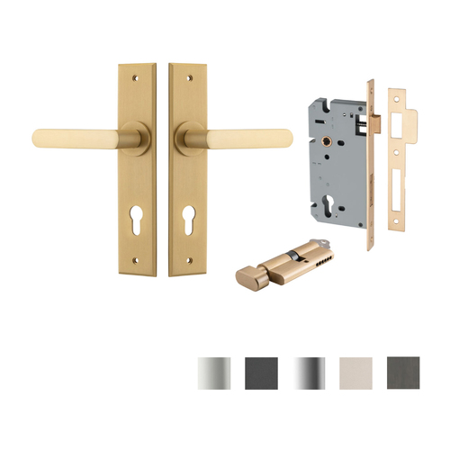 Iver Osaka Door Lever on Chamfered Backplate Entrance Kit Key/Thumb - Available in Various Finishes