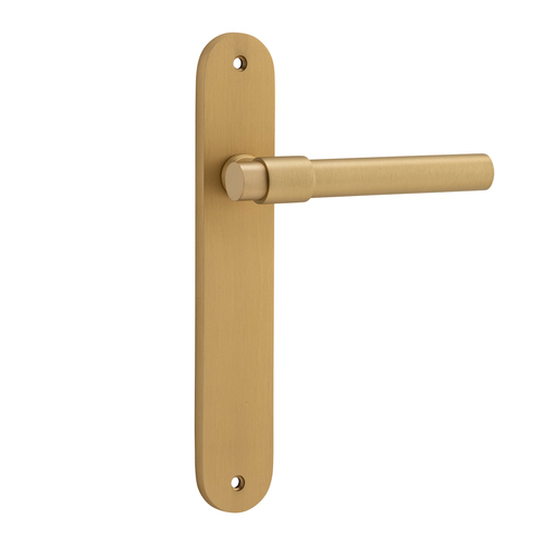 Out of Stock: ETA End August - Iver Helsinki Door Lever on Oval Backplate Passage Brushed Brass 15400