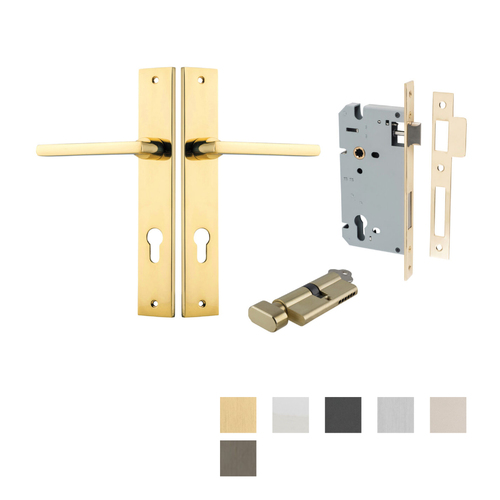 Iver Baltimore Door Lever on Rectangular Backplate Entrance Kit Key/Thumb