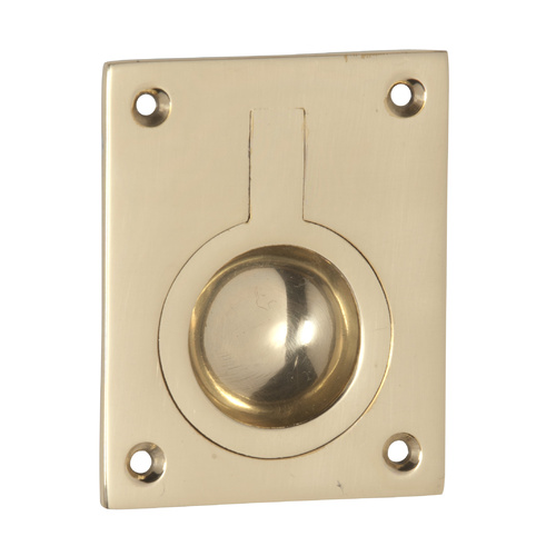 Out of Stock: ETA End June - Tradco 1573PB Flush Ring Pull Polished Brass 50x63mm