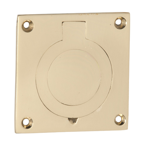Out of Stock: ETA Mid June - Tradco 1580PB Cellar Door Pull Polished Brass 63x63mm