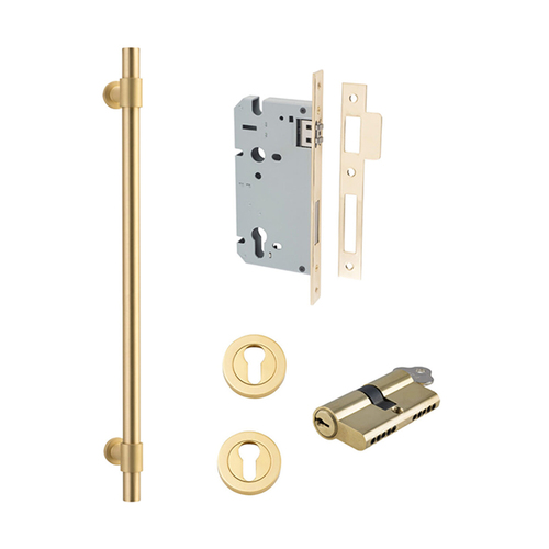 Iver Helsinki Door Pull Handle Entrance Kit Key/Key 450mm Brushed Gold PVD 17147KENTR60KK