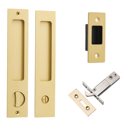 Iver Sliding Door Flush Pull Rectangular Privacy Brushed Gold PVD 17181P
