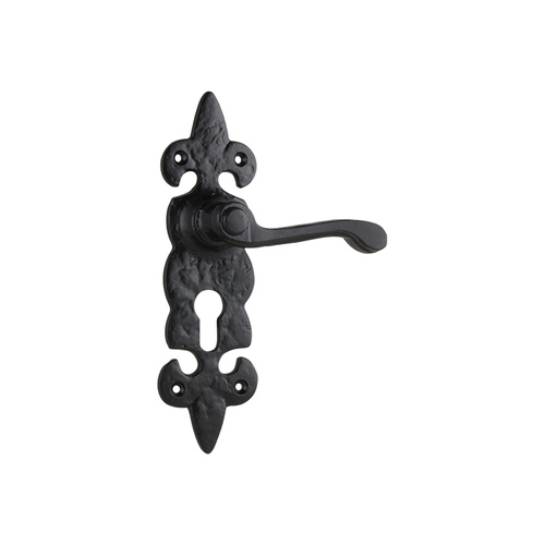 Tradco Stratford Door Lever Handle on Backplate Euro Matt Black 1802E
