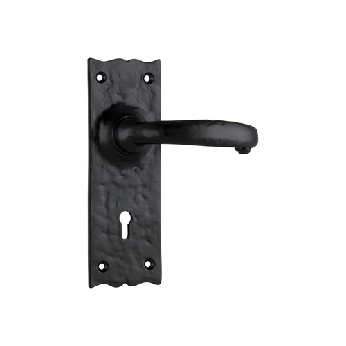Tradco Gloucester Lever Handle on Rectangular Backplate Lock Matt Black 1803