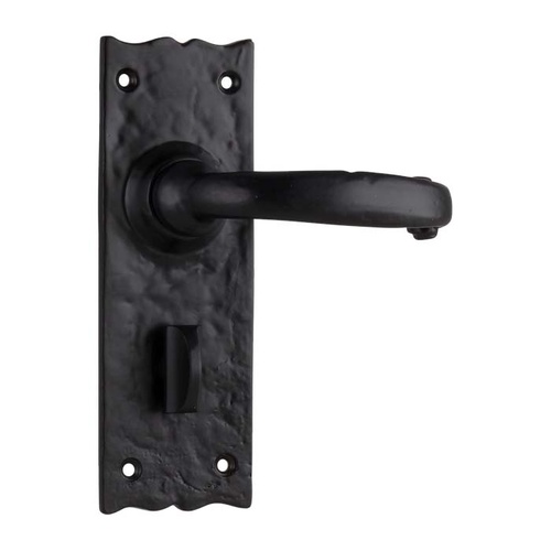 Tradco Gloucester Lever Handle on Rectangular Backplate Privacy Matt Black 1804P