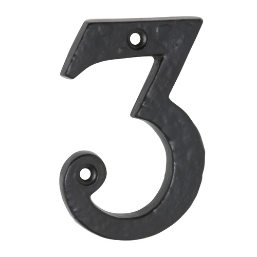 Tradco Door House Number 3 Matt Black 75mm Height 1893