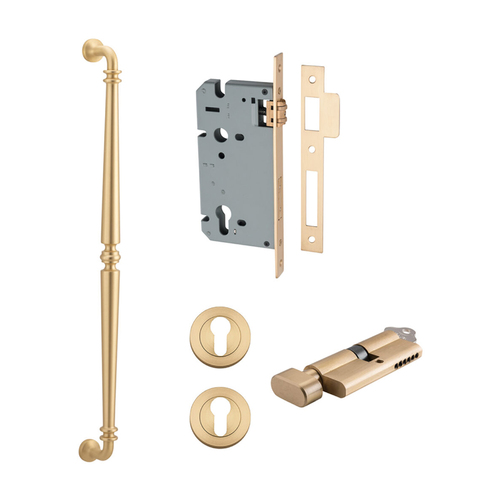 Iver Sarlat Door Pull Handle Entrance Kit Key/Thumb 600mm Brushed Brass 20059KENTR60KT