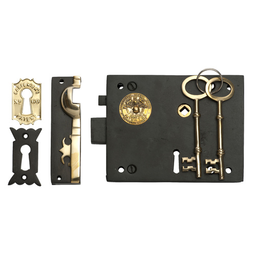 Tradco 2018AF Box Lock Iron Antique Finish Right Hand 150x120mm
