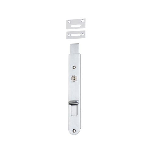 Iver Locking Flush Bolt 200mm Brushed Chrome 20384