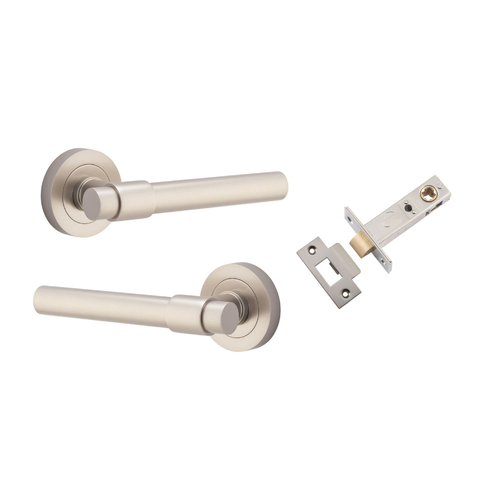 Iver Helsinki Door Lever Handle on Round Rose Passage Kit Satin Nickel 20629KPASS60