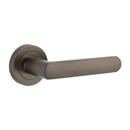 Iver Osaka Door Lever Handle on Round Rose Signature Brass 20771