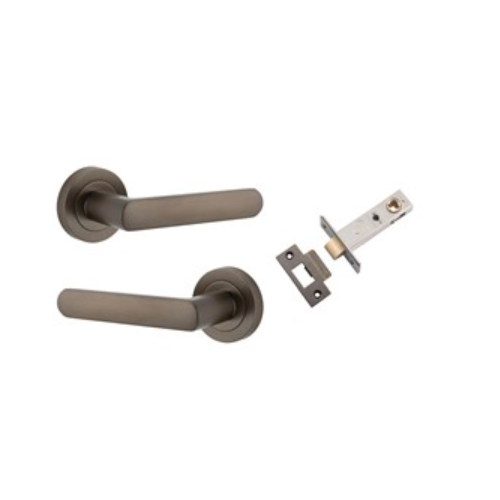 Iver Osaka Door Lever Handle on Round Rose Passage Kit Signature Brass 20771KPASS60