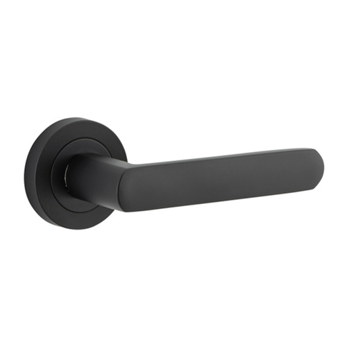 Iver Osaka Door Lever Handle on Round Rose Matt Black 20773