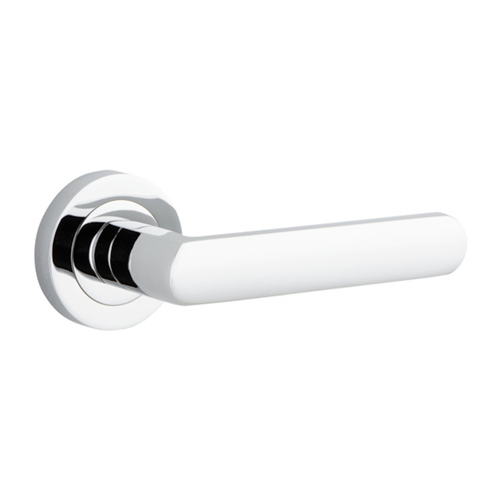Iver Osaka Door Lever Handle on Round Rose Polished Chrome 20774