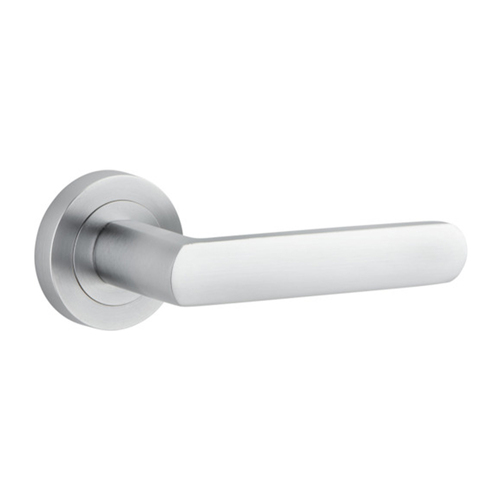Iver Osaka Door Lever Handle on Round Rose Brushed Chrome 20775