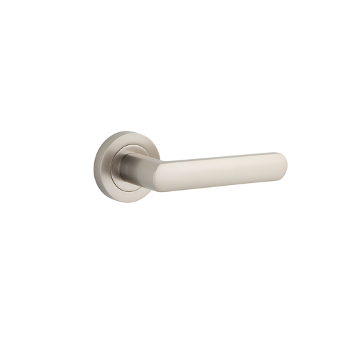Out of Stock: ETA Mid October - Iver Osaka Door Lever on Round Rose Satin Nickel 20779