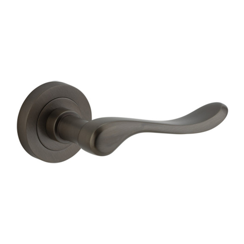 Iver Stirling Door Lever Handle on Round Rose Signature Brass 20791