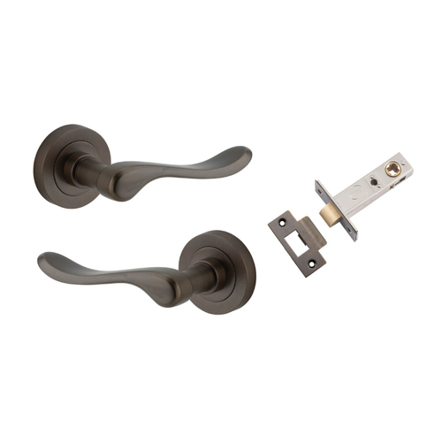 Iver Stirling Door Lever Handle on Round Rose Passage Kit Signature Brass 20791KPASS60