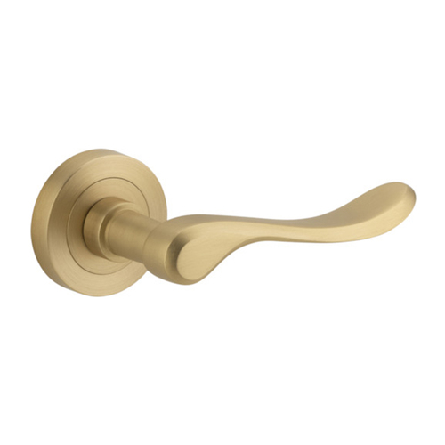Iver Stirling Door Lever Handle on Round Rose Brushed Brass 20796
