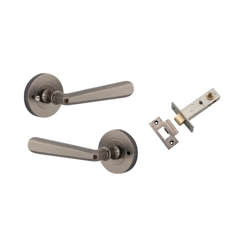 Iver Copenhagen Door Lever Handle on Round Rose Inbuilt Privacy Distressed Nickel 20807KIBPRIV60