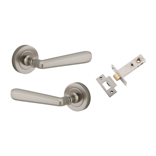 Iver Copenhagen Door Lever Handle on Round Rose Passage Kit Satin Nickel 20809KPASS60