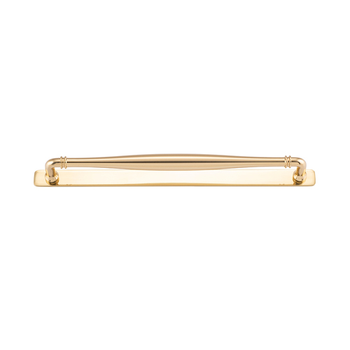 Iver Sarlat Cabinet Pull Handle with Backplate CTC 320mm Polished Brass 21090B