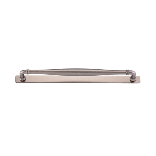 Iver Sarlat Cabinet Pull Handle with Backplate CTC 320mm Distressed Nickel 21097B