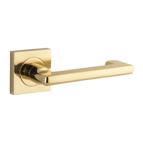 Iver Baltimore Return Door Lever Handle on Square Rose Polished Brass 21170