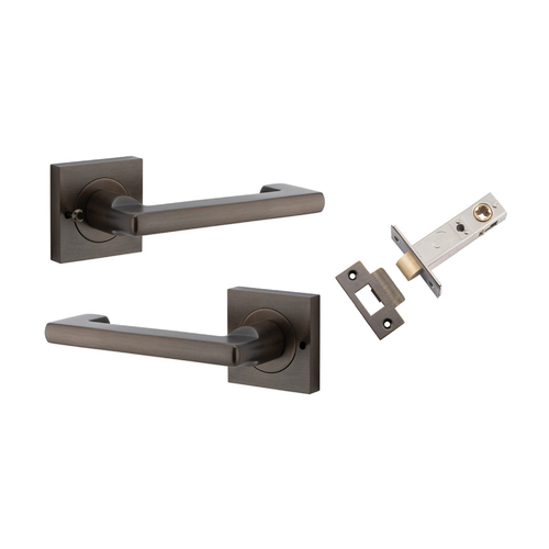 Iver Baltimore Return Lever on Square Rose Inbuilt Privacy Kit Signature Brass 21171KIBPRIV60