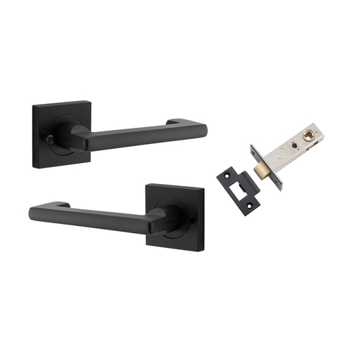 Iver Baltimore Return Lever on Square Rose Inbuilt Privacy Kit Matt Black 21173KIBPRIV60