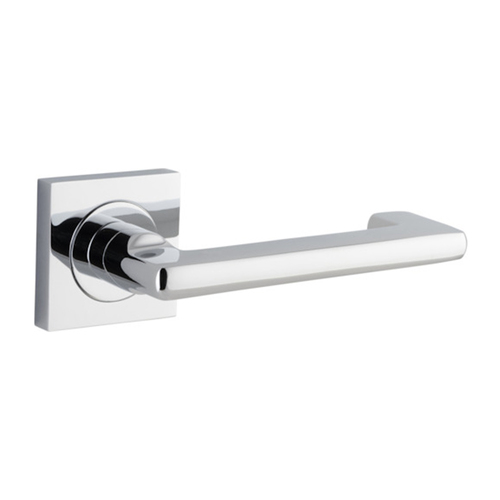 Iver Baltimore Return Door Lever Handle on Square Rose Polished Chrome 21174