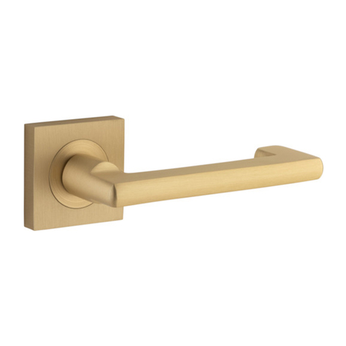 Iver Baltimore Return Door Lever Handle on Square Rose Brushed Brass 21176