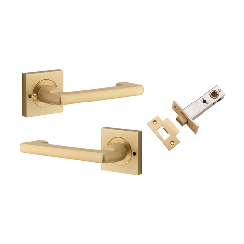 Iver Baltimore Return Lever on Square Rose Inbuilt Privacy Kit Brushed Brass 21176KIBPRIV60