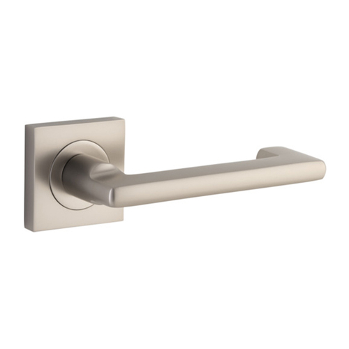 Iver Baltimore Return Door Lever Handle on Square Rose Satin Nickel 21179