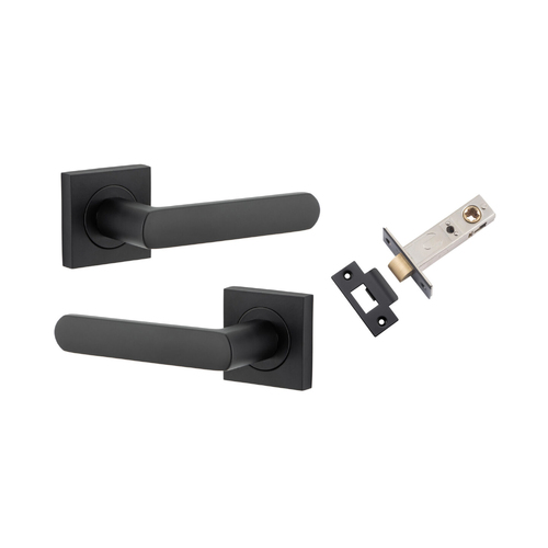 Iver Osaka Door Lever Handle on Square Rose Passage Kit Matt Black 20773KPASS60