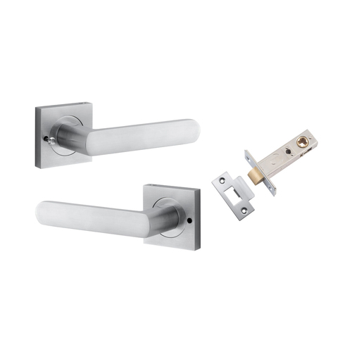 Iver Osaka Door Lever on Square Rose Inbuilt Privacy Kit Brushed Chrome 21185KIBPRIV60