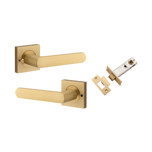 Iver Osaka Door Lever on Square Rose Inbuilt Privacy Kit Brushed Brass 21186KIBPRIV60