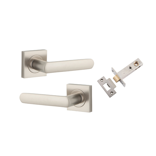 Iver Osaka Door Lever Handle on Square Rose Passage Kit Satin Nickel 20779KPASS60