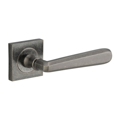 Iver Copenhagen Door Lever Handle on Square Rose Distressed Nickel 21197