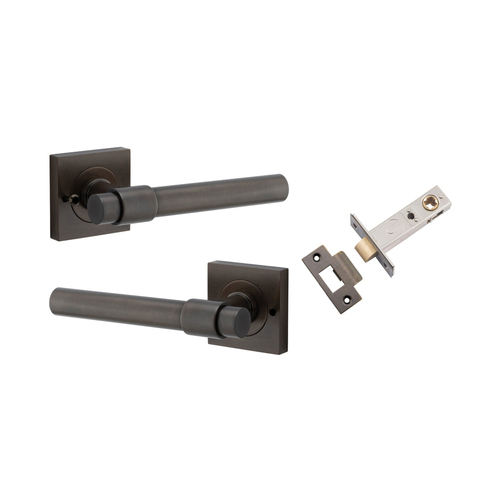 Iver Helsinki Door Lever on Square Rose Inbuilt Privacy Kit Signature Brass 21201KIBPRIV60