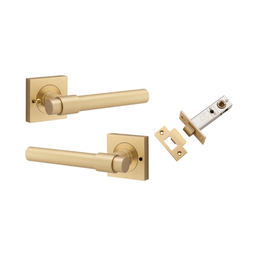 Iver Helsinki Door Lever on Square Rose Inbuilt Privacy Kit Brushed Brass 21206KIBPRIV60