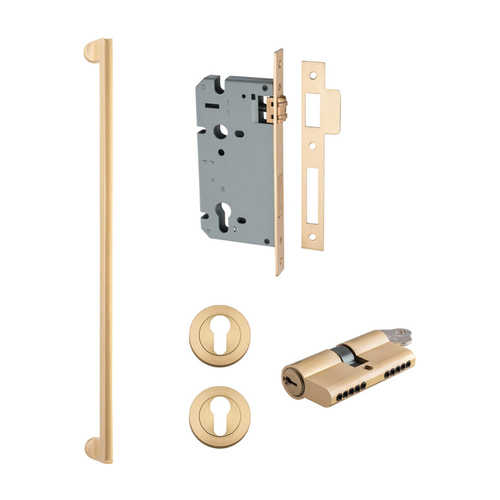 Iver Baltimore Door Pull Handle Entrance Kit Key/Key 600mm Brushed Brass 21306KENTR60KK