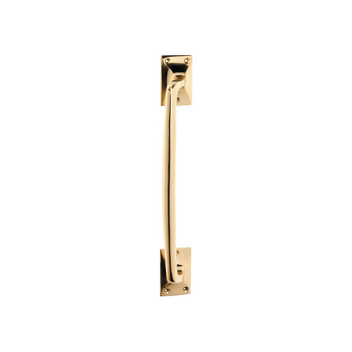 Tradco Door Pull Handle Offset Classic 305mm Unlacquered Polished Brass 21376